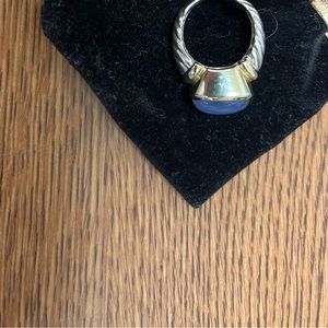 David Yurman 14K and sterling silver Chalcedony stone ring